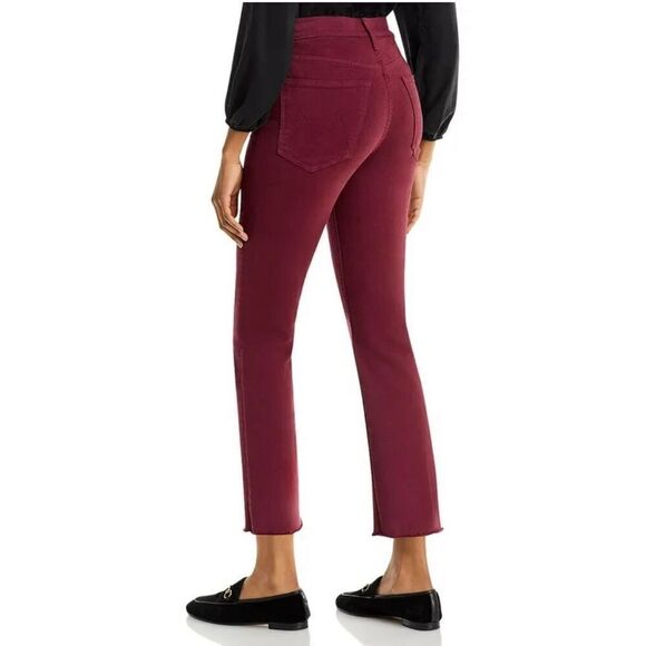 MOTHER The Tripper High Rise Ankle Fray Jeans in Burgundy Size 26 - Picture 4 of 14